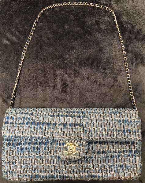 chanel blue tweed handbag|chanel tweed handbags for sale.